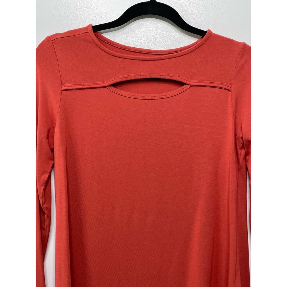 Soft Surroundings Long Sleeve T-Shirt Cut-Away Jersey Knit Rust Red Womens‎ XS - Picture 2 of 9